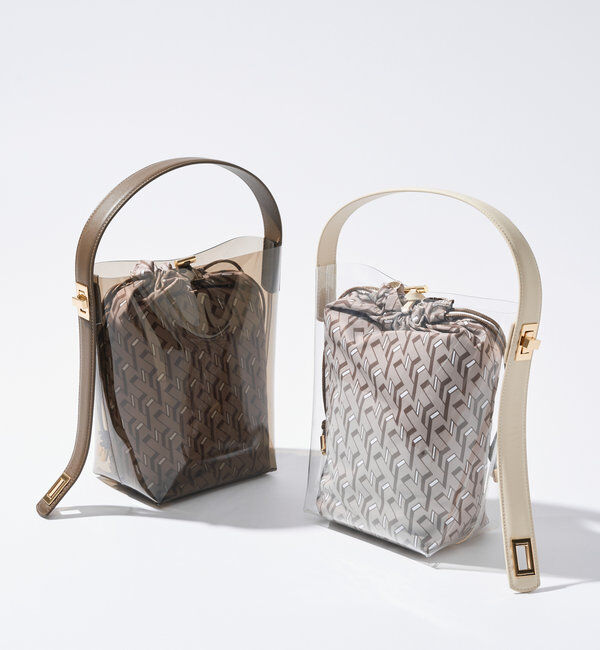  「 【story.(ストーリー)】リバーシブル巾着付きクリアバッグ」|クラッチバッグ|