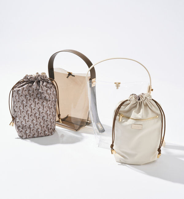  「 【story.(ストーリー)】リバーシブル巾着付きクリアバッグ」|クラッチバッグ|
