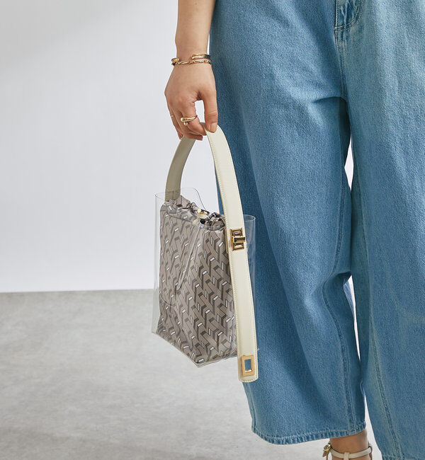  「 【story.(ストーリー)】リバーシブル巾着付きクリアバッグ」|クラッチバッグ|