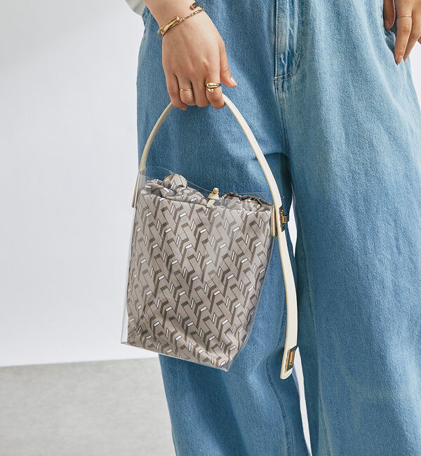  「 【story.(ストーリー)】リバーシブル巾着付きクリアバッグ」|クラッチバッグ|