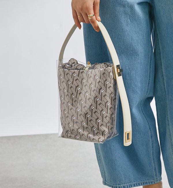  「 【story.(ストーリー)】リバーシブル巾着付きクリアバッグ」|クラッチバッグ|