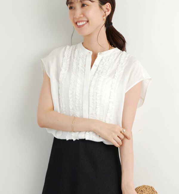  「《大人ガーリーな雰囲気に》シルキーローンフリルブラウス」|シャツ・ブラウス|ホワイト