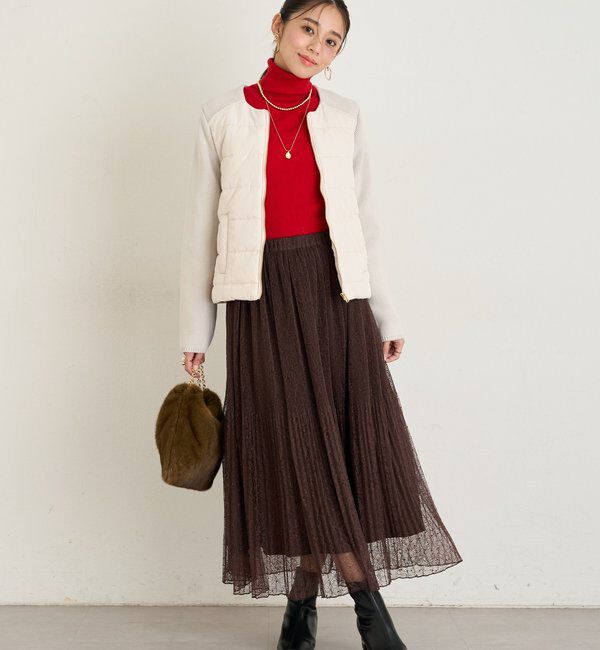  「《大人のこなれ感》中綿ニット切替ノーカラージャケット」|その他|