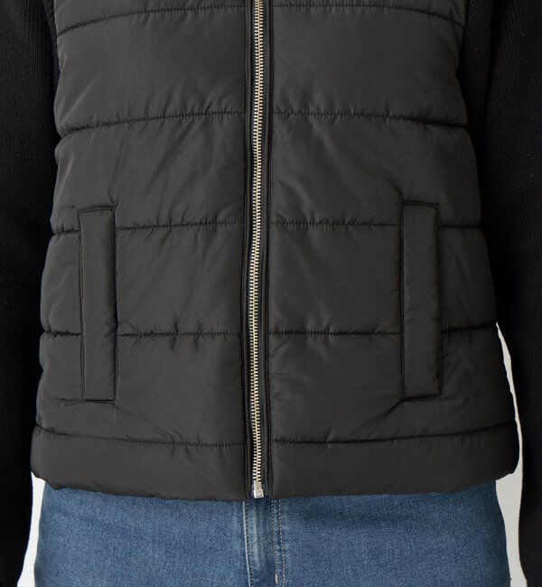  「《大人のこなれ感》中綿ニット切替ノーカラージャケット」|その他|