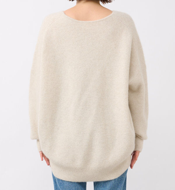  「【抜け感シルエット】ヘアリーウール片畦Vネックニット」|ニット・セーター|