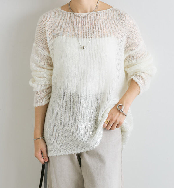  「【さり気ない輝きが◎】箔プリントニット」|ニット・セーター|オフホワイト