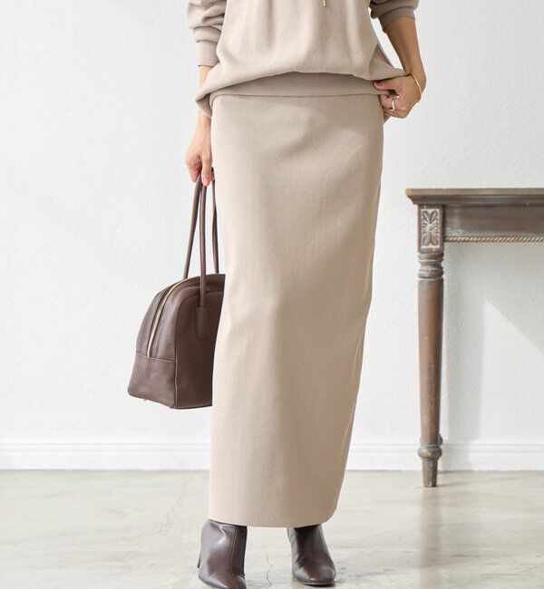  「【楽ちん美シルエット】コットンストレッチニットスカート」|スカート|