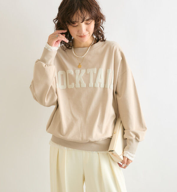  「【ニットのインナーにも】ストレッチフラワーレースカットソー」|Tシャツ・カットソー|