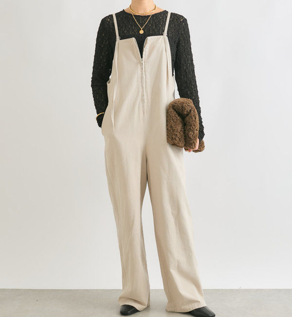  「【ニットのインナーにも】ストレッチフラワーレースカットソー」|Tシャツ・カットソー|