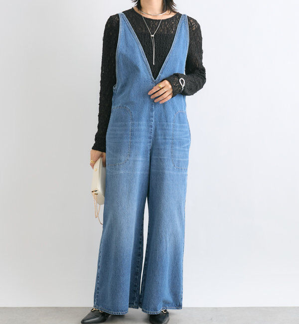  「【ニットのインナーにも】ストレッチフラワーレースカットソー」|Tシャツ・カットソー|