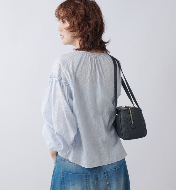  「【着映え】ストライプギャザーブラウス」|シャツ・ブラウス|