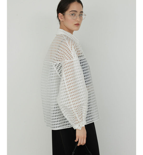  「シースルーチェックボリュームスリーブシャツ」|シャツ・ブラウス|