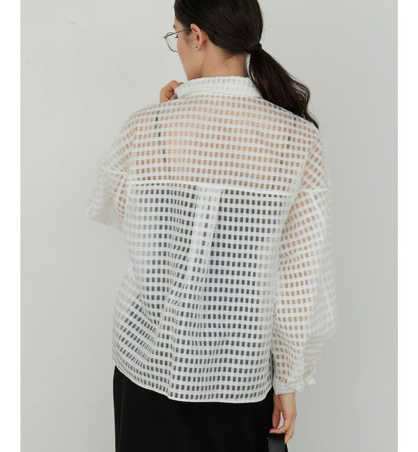  「シースルーチェックボリュームスリーブシャツ」|シャツ・ブラウス|