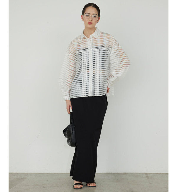  「シースルーチェックボリュームスリーブシャツ」|シャツ・ブラウス|