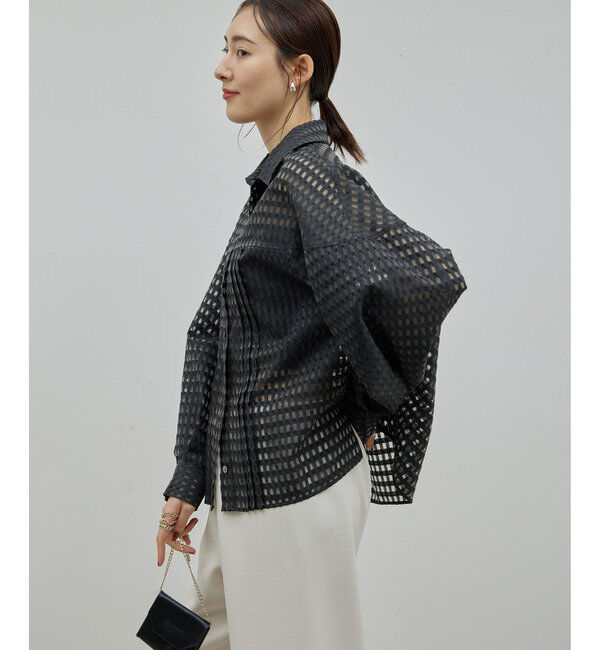  「シースルーチェックボリュームスリーブシャツ」|シャツ・ブラウス|