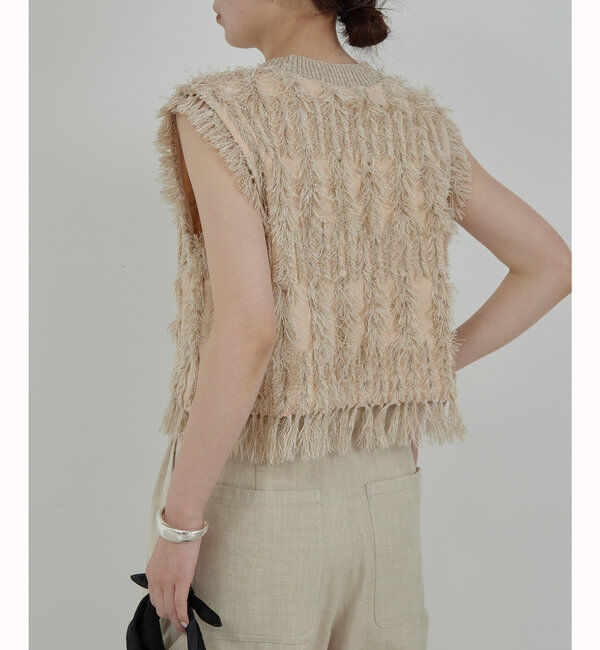  「【HERITANOVUM】フリンジニットベスト」|ニット・セーター|