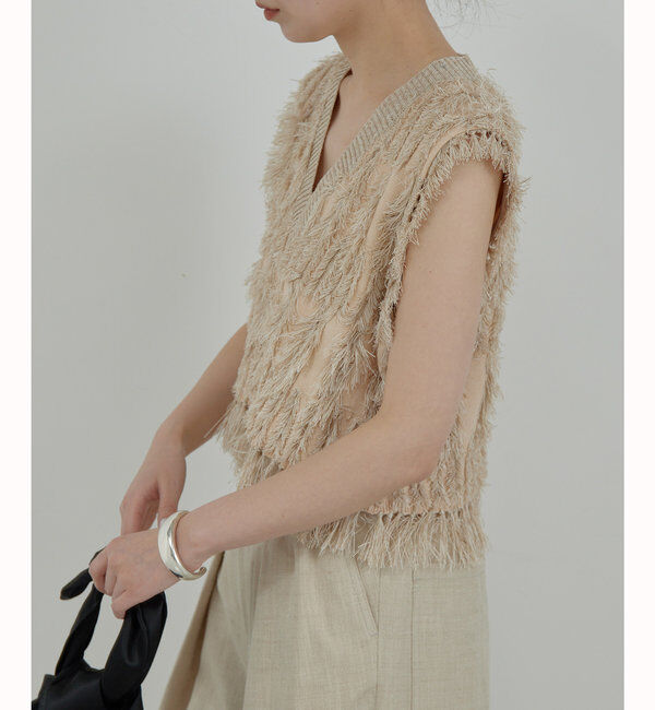  「【HERITANOVUM】フリンジニットベスト」|ニット・セーター|