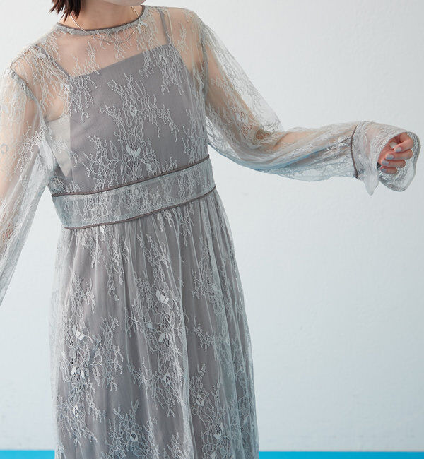  「[森川企画]パイピングレースキャミワンピースSET」|ワンピース|