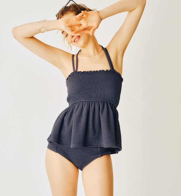  「シャーリングペプラムスイムウェア」|ビキニ|