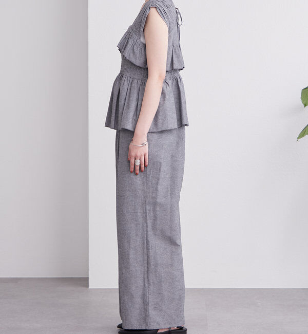  「シャーリングフリルオールインワン」|オールインワン|