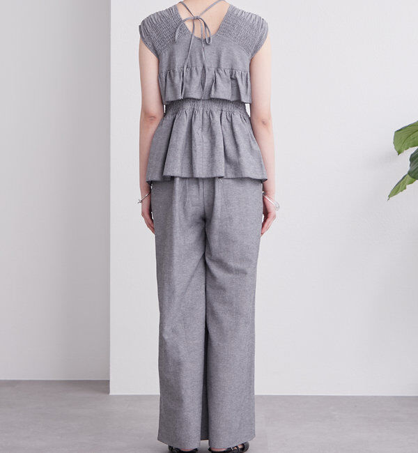  「シャーリングフリルオールインワン」|オールインワン|