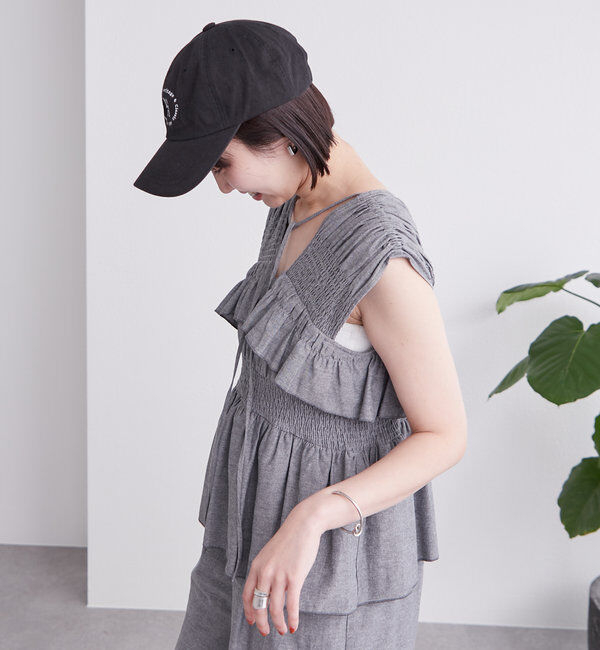  「シャーリングフリルオールインワン」|オールインワン|