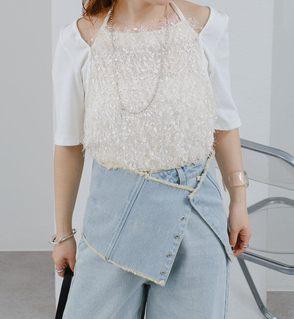  「フリンジドッキングTシャツ」|Tシャツ・カットソー|アイボリー