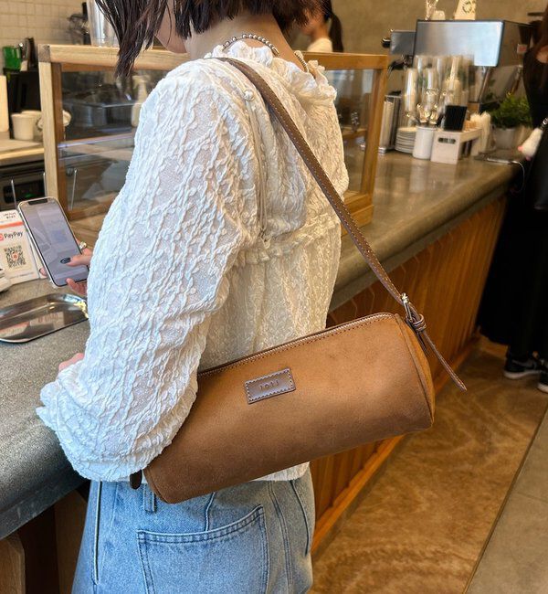  「loti スウェードドラムBAG」|トートバッグ|キャメル