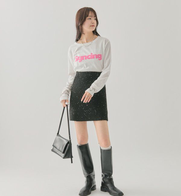  「スパンコールニットスカート」|スカート|