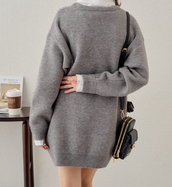  「【3色展開】衿取外しロゴジャガードワンピース」|ワンピース|