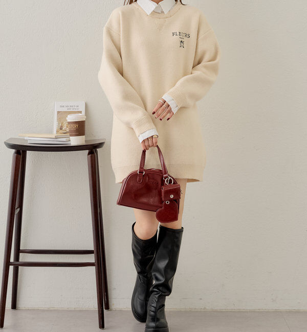  「【3色展開】衿取外しロゴジャガードワンピース」|ワンピース|