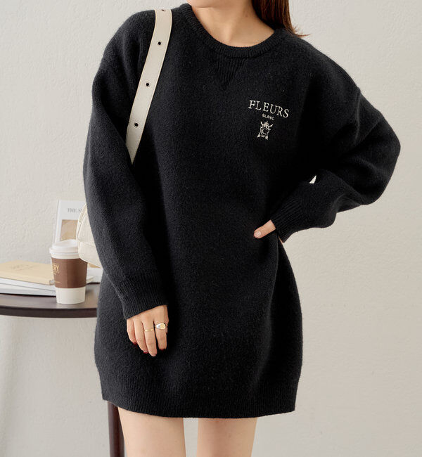  「【3色展開】衿取外しロゴジャガードワンピース」|ワンピース|