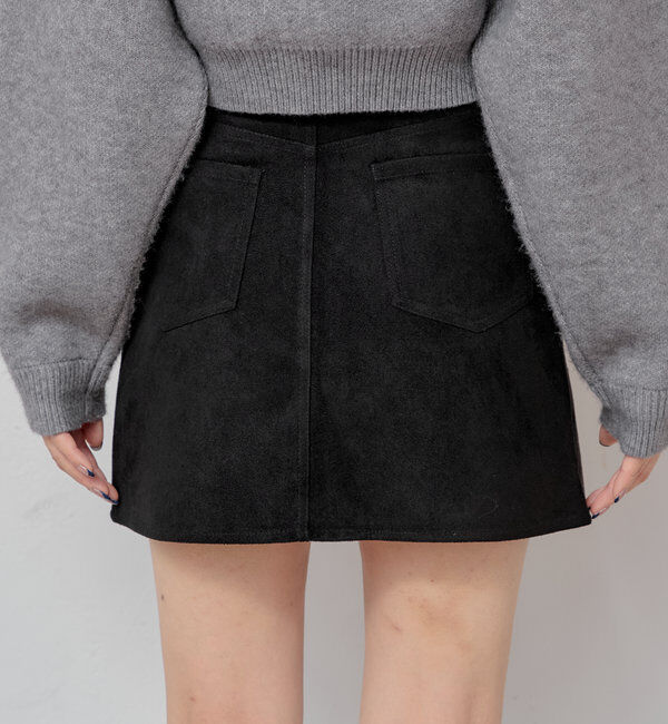  「ビジュー付き台形ミニスカート」|スカート|