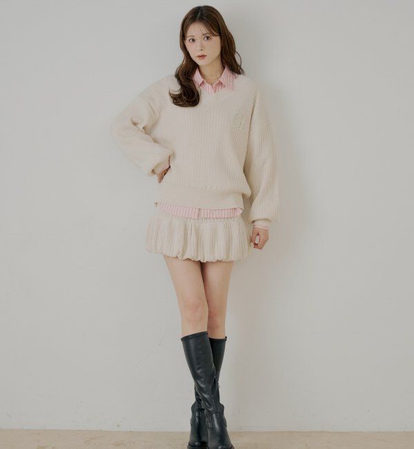  「【セットアップ対応】Vネックルーズニット」|ニット・セーター|