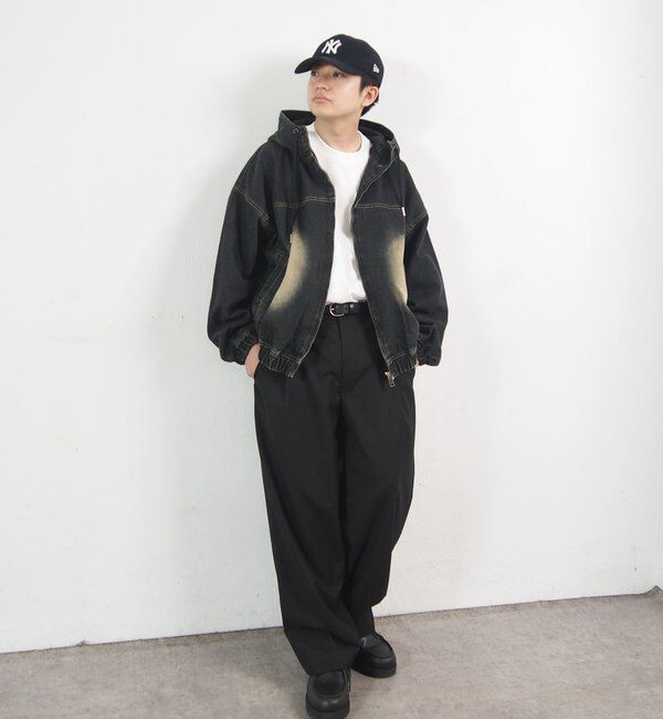  「【UNISEX/ユニセックス】ヴィンテージライクデニムフードジップブルゾン」|ブルゾン・スタジャン|
