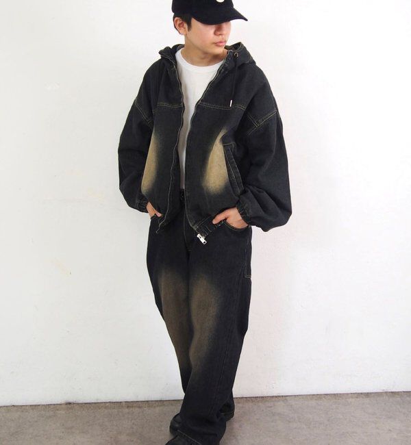  「【UNISEX/ユニセックス】ヴィンテージライクデニムフードジップブルゾン」|ブルゾン・スタジャン|