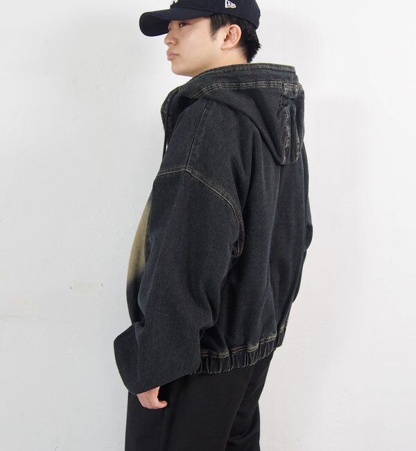  「【UNISEX/ユニセックス】ヴィンテージライクデニムフードジップブルゾン」|ブルゾン・スタジャン|
