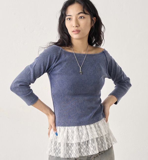  「【前後2WAY】デザインリブトップス 」|Tシャツ・カットソー|