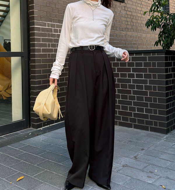  「ハイネック袖ギャザーロンT」|Tシャツ・カットソー|