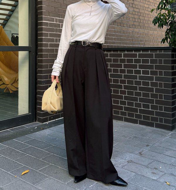  「ハイネック袖ギャザーロンT」|Tシャツ・カットソー|