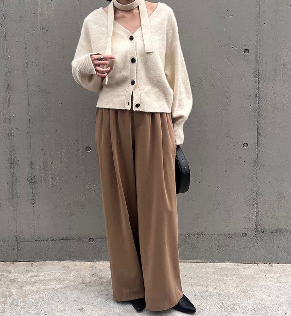  「ファーウールタイ付きカーディガン」|カーディガン|