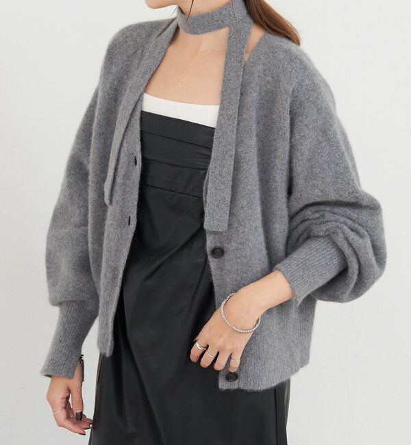  「ファーウールタイ付きカーディガン」|カーディガン|