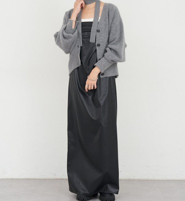  「ファーウールタイ付きカーディガン」|カーディガン|