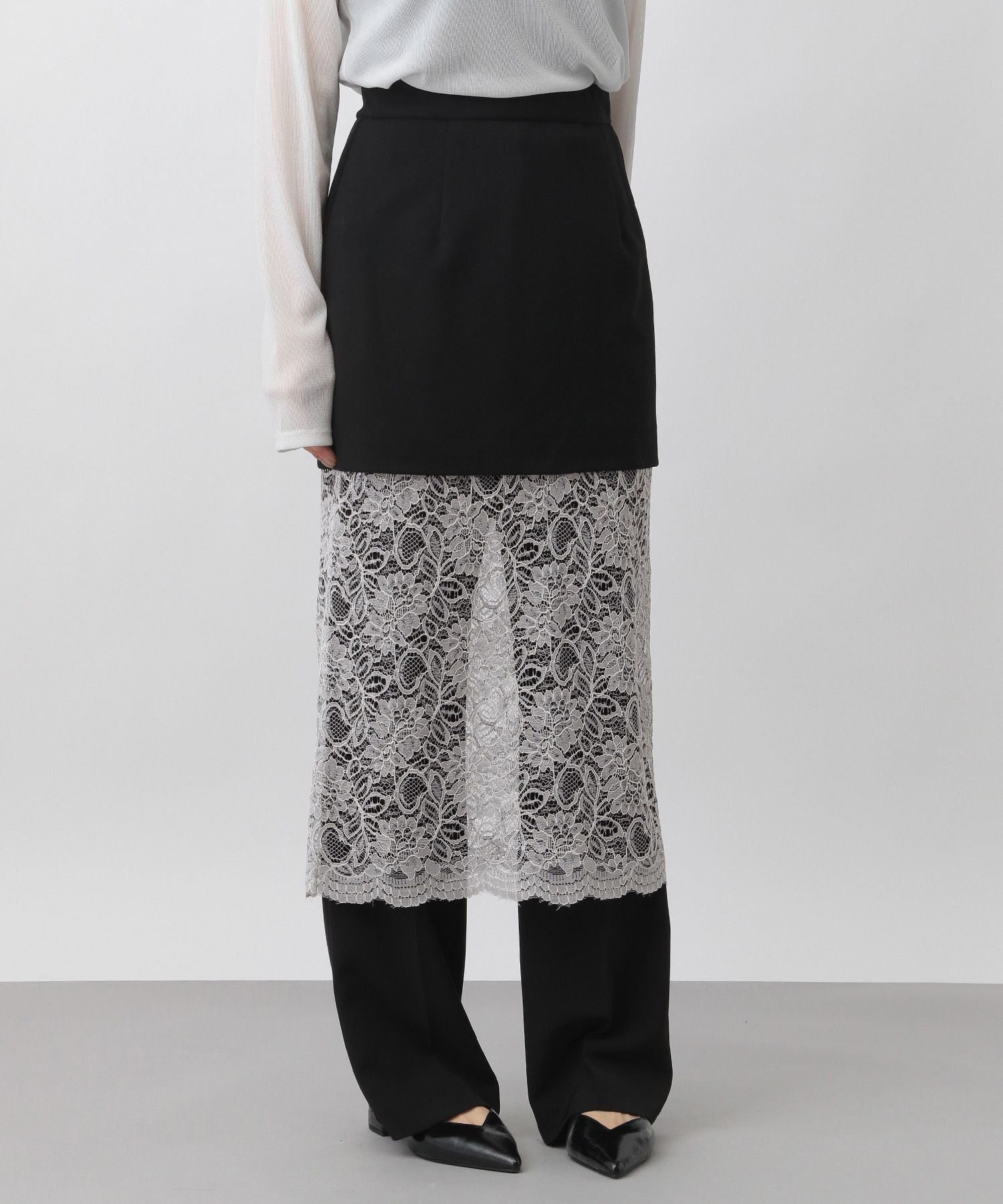 A part by 「レースドッキングスカート」|スカート|シルバー