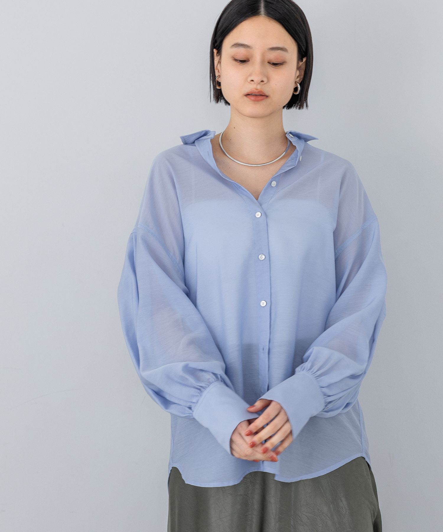 A part by 「シアーオーバーシャツ」|シャツ・ブラウス|ライトブルー