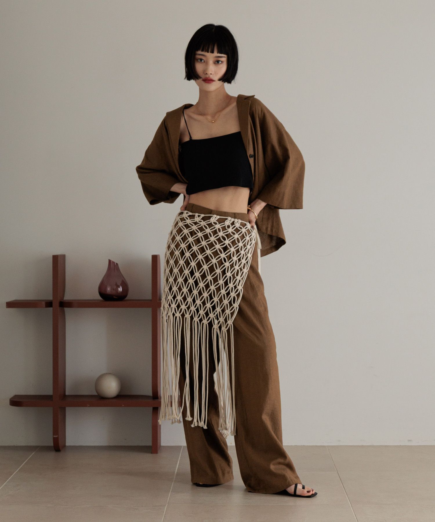 LOWRYS FARM「ノルマンディリネンワイドパンツ」|チノ|