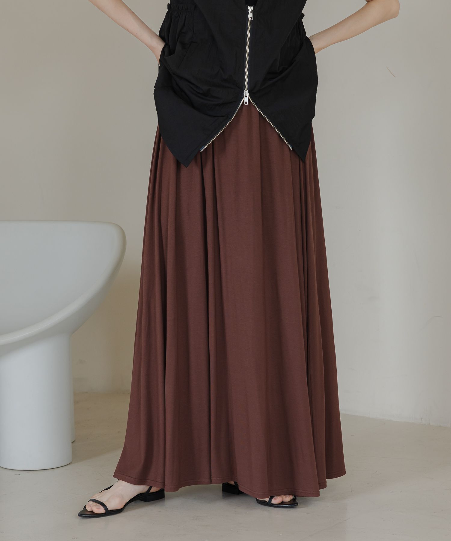 LOWRYS FARM「カットギャザーロングスカート」|スカート|BRN8