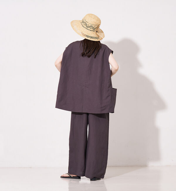 collex「【手洗い可】リネン混 イージークロス Vネックジレ」|ベスト・ジレ|