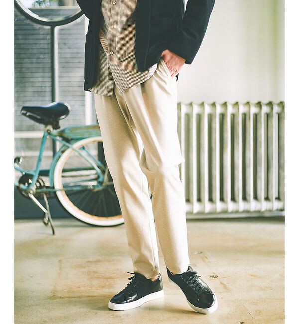 ABAHOUSE「【360&deg;ストレッチ】ポンチ リバープリント イージーパンツ」|スラックス|ベージュ