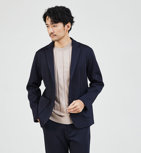 ABAHOUSE「【セットアップ対応/MASCHILE】3Dジャガード ジャケット」|その他|ネイビー